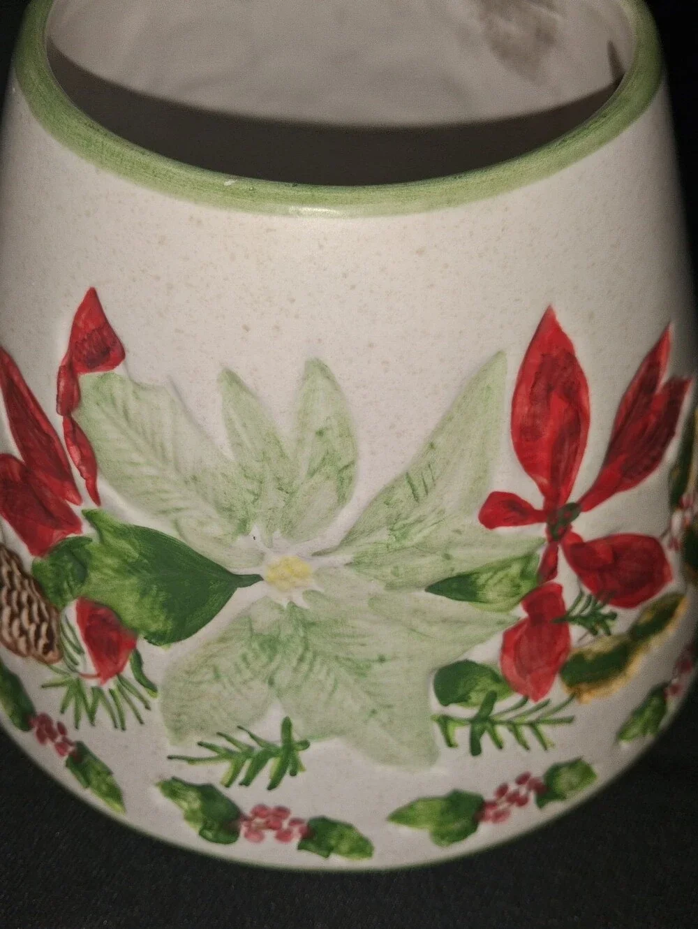 Yankee Candle Christmas Poinsettia Candle Jar Shade Topper And Plate